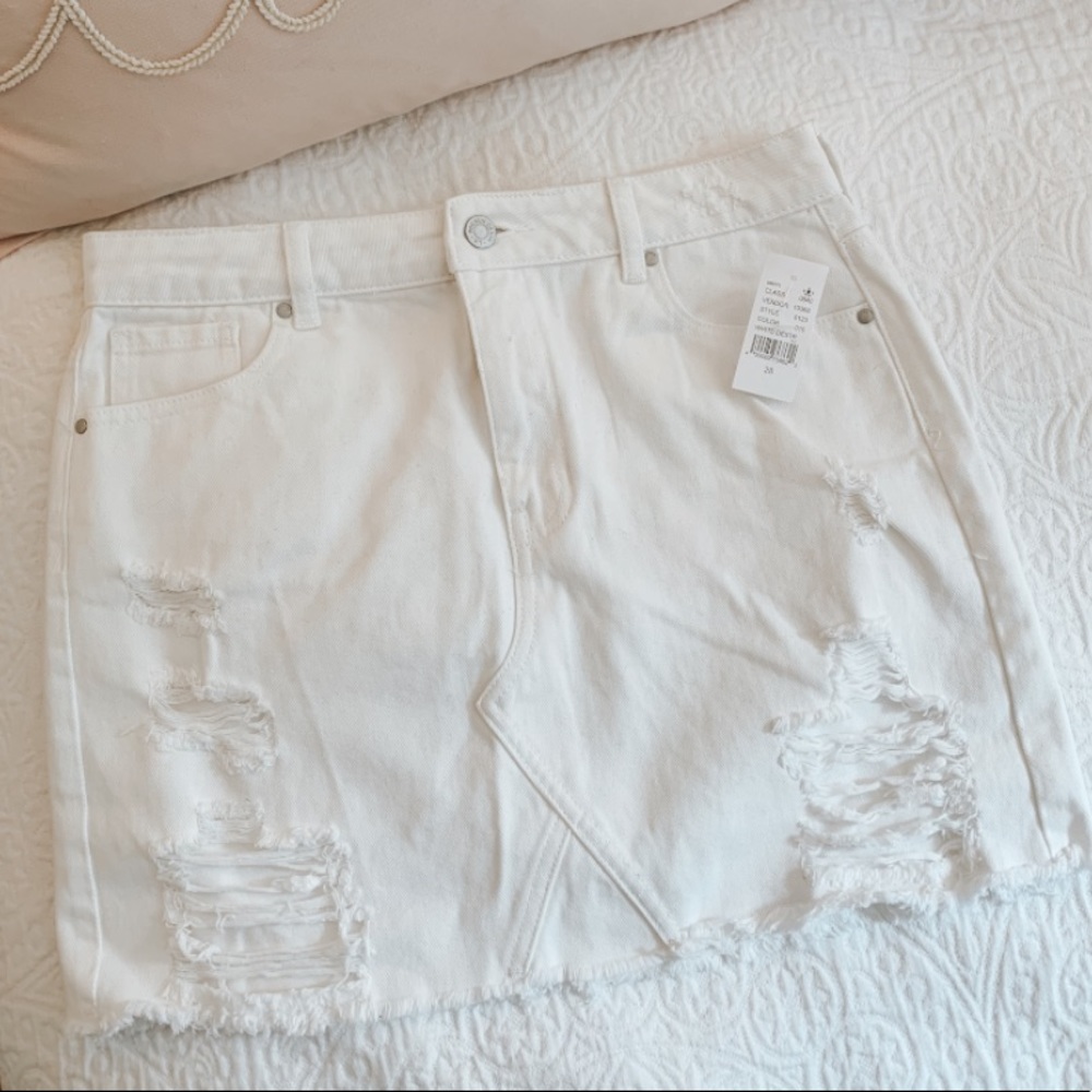 Pacsun White Distressed Mini Skirt
